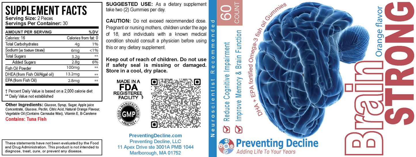 BrainStrong Gummies, Dietary Supplement for Brain Health Support, 30 Day Supply