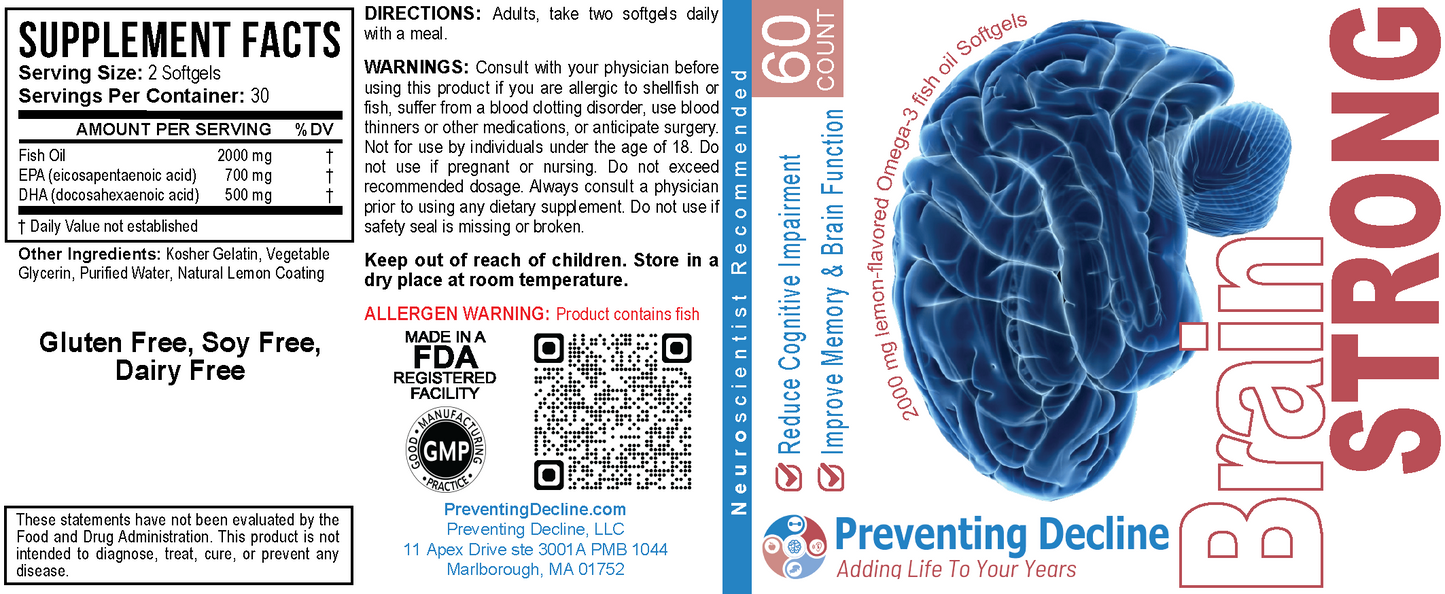 BrainStrong Capsules, Dietary Supplement for Brain Health Support, 30 Day Supply